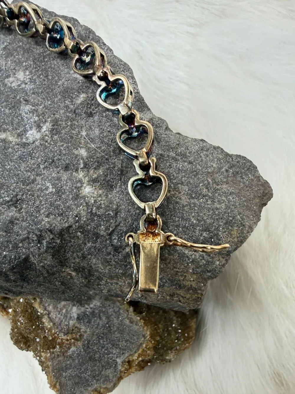 Ross Simons Blue Sapphire Sterling Silver Heart Link Bracelet Gold Vermeil